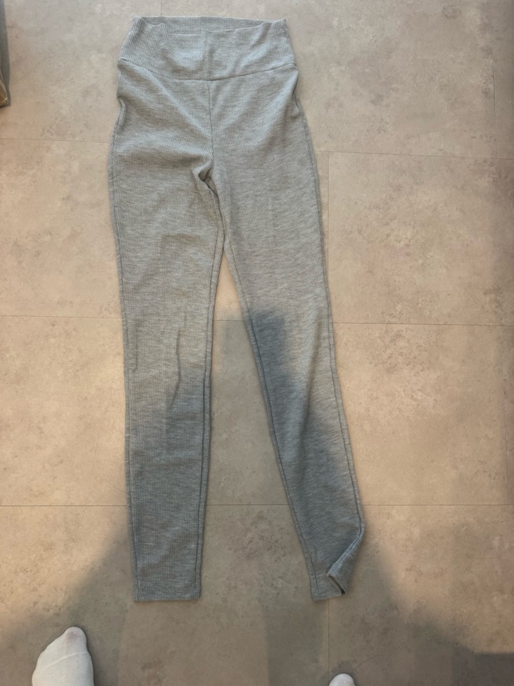 WeWoreWhat Light Gray Ribbed High-Waist Leggings